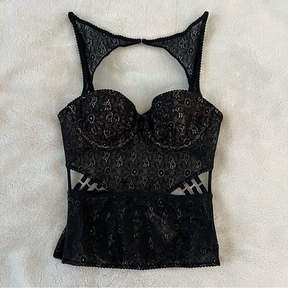 Victoria’s Secret Lace Bustier Corset Black NEW Size 32B - Picture 3 of 7